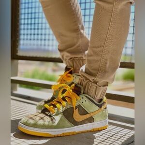 Size 13 - Men's Nike Dunk Low Dusty Olive 2021 Brown Green Yellow DH5360-300